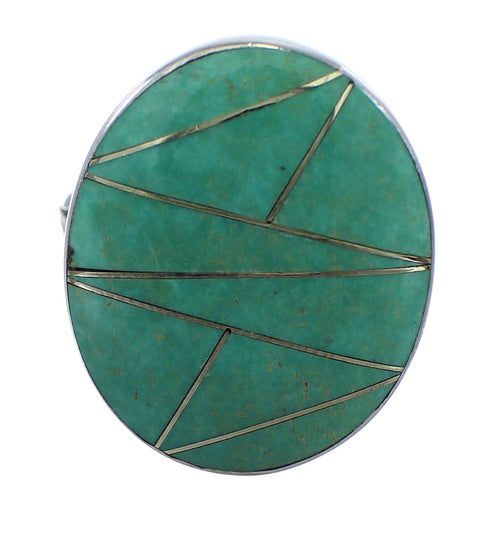 Sterling Silver And Turquoise Inlay Ring Size 8-1/2 VX57249